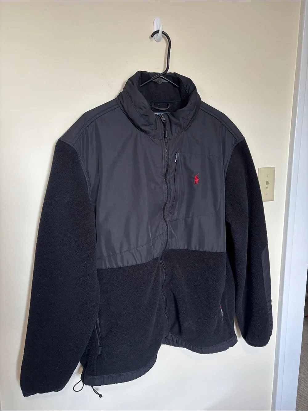 Polo by Ralph Lauren Men’s Black Fleece Jacket with Red Polo Logo Size XXL